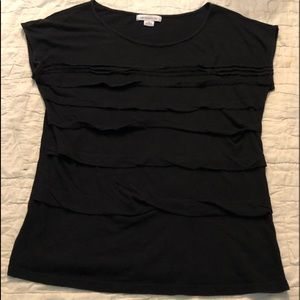 Liz Claiborne black slight ruffling short sleeve